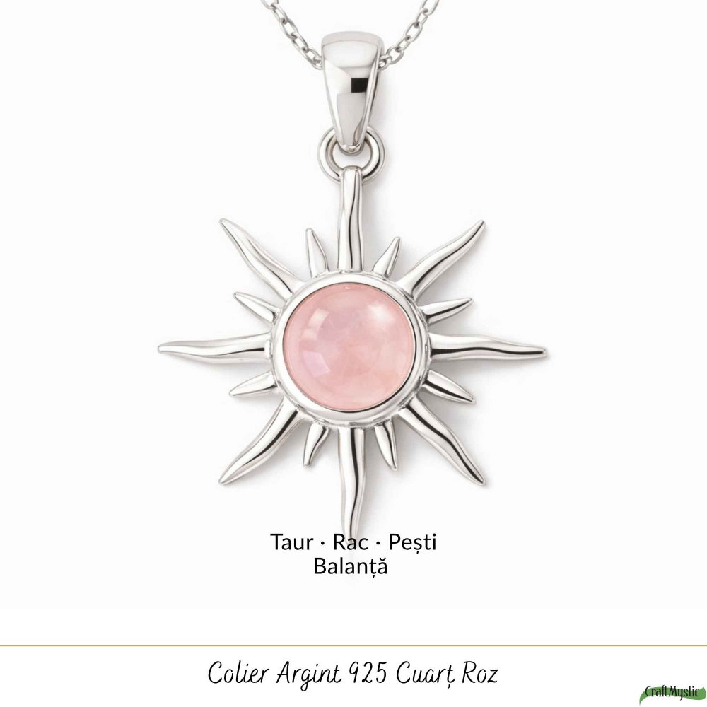 Colier Cuart Roz Soare din Argint 925 – iubire de sine si energie luminoasa [5]
