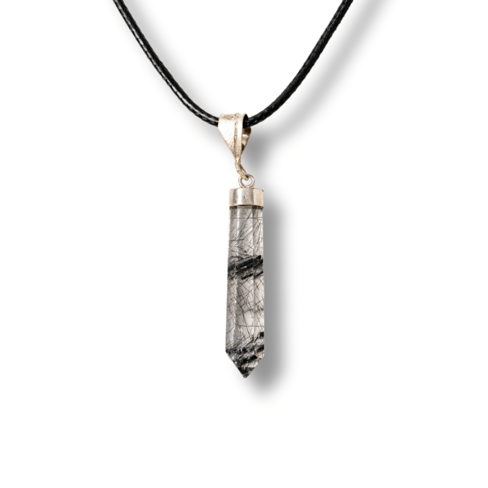 Colier cu Cuart Rutilat in Forma de Varf Lung – Claritate, Protectie si Energie Amplificata [1]