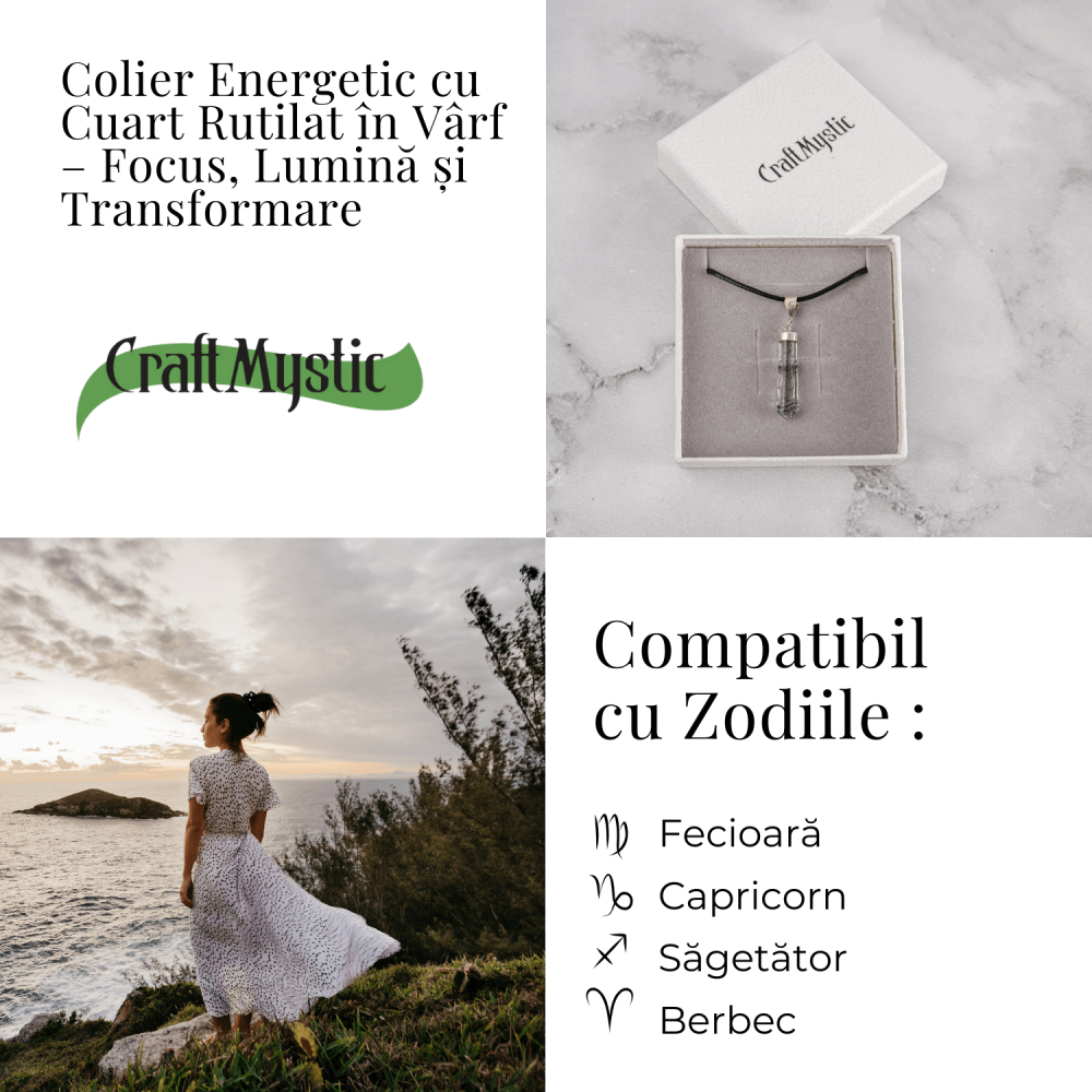 Colier cu Cuart Rutilat in Forma de Varf Lung – Claritate, Protectie si Energie Amplificata [4]