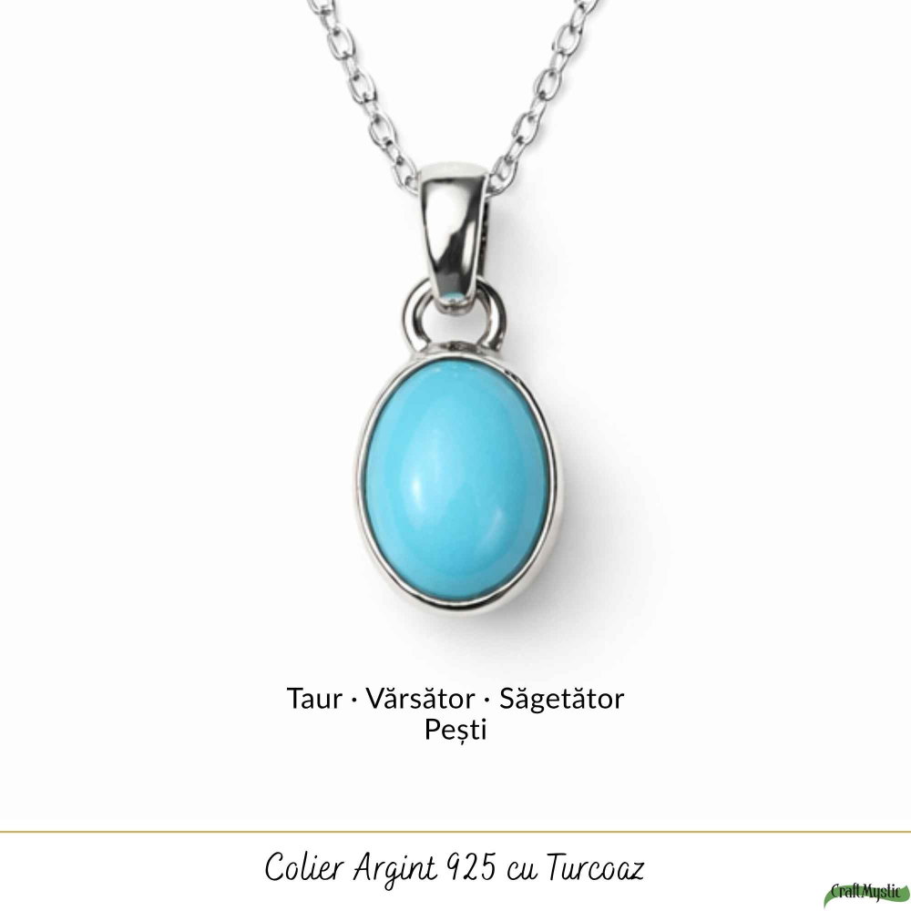 Colier Argint 925 cu Turcoaz Natural Oval – Echilibru si Energie Pozitiva [5]