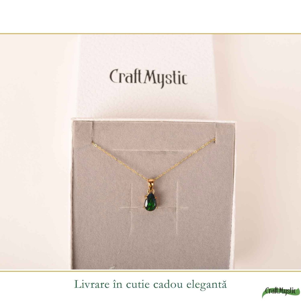 Colier Argint 925 Placat cu Aur 18K cu Opal Negru Lacrima – Eleganta si Intuitie [6]