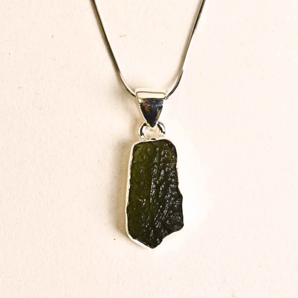 Colier din argint 925 cu moldavit natural, 2.48 gr– Claritate mentala si echilibru energetic [1]