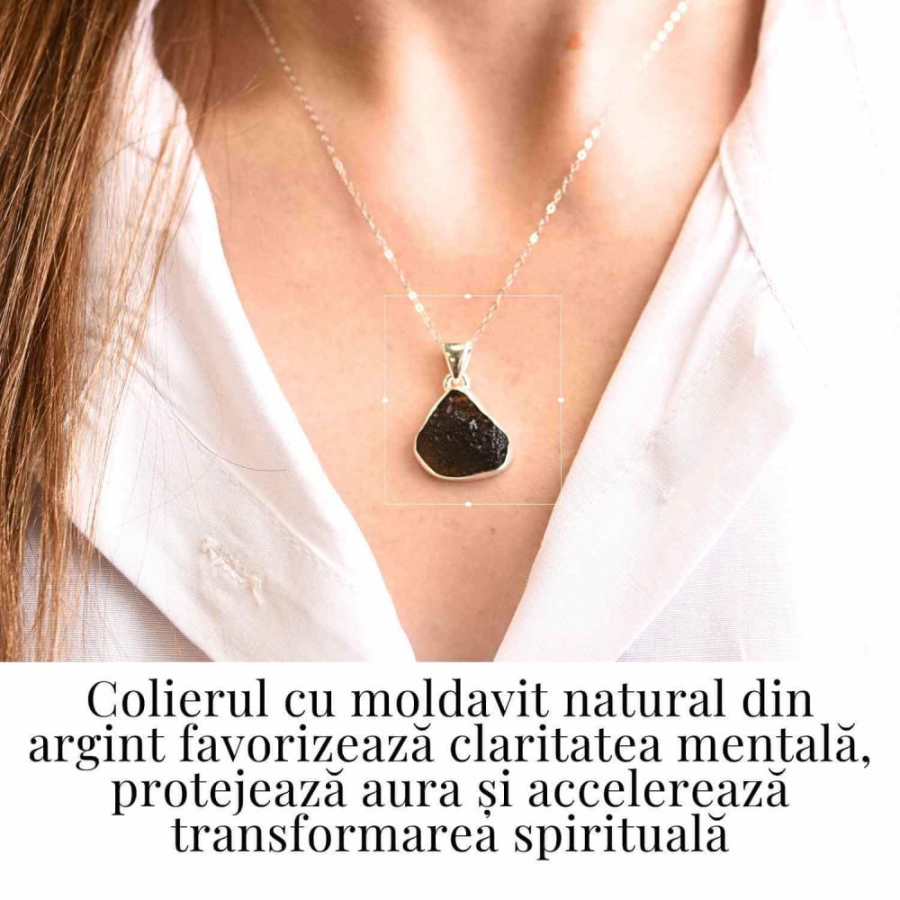 Colier din argint 925 cu moldavit natural – Protectie energetica si transformare interioara [2]