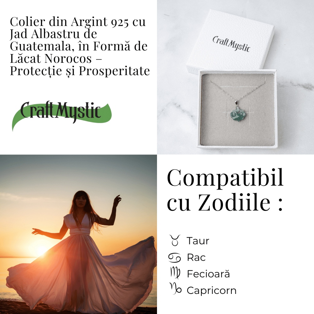 Colier Argint 925 cu Jad Albastru Sculptat Pixiu – Protectie, Echilibru si Prosperitate Interioara [4]