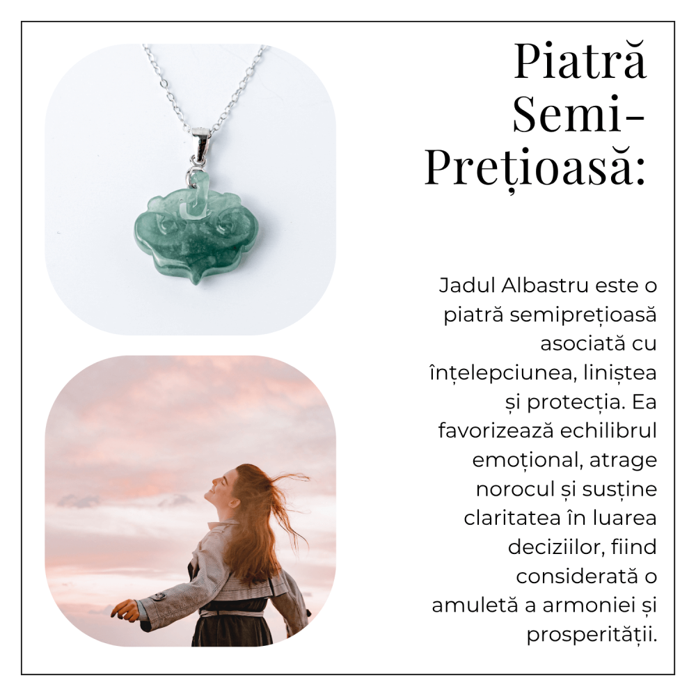 Colier Argint 925 cu Jad Albastru Sculptat Pixiu – Protectie, Echilibru si Prosperitate Interioara [6]