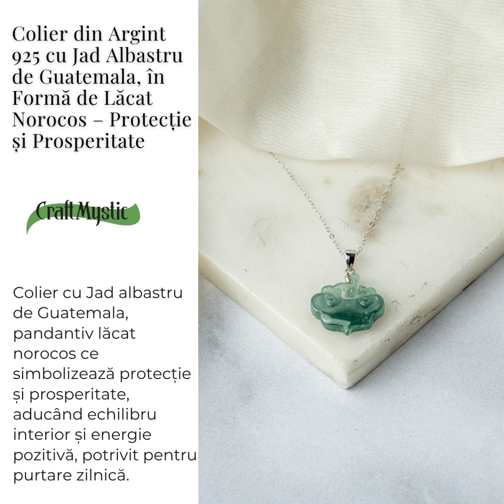 Colier Argint 925 cu Jad Albastru Sculptat Pixiu – Protectie, Echilibru si Prosperitate Interioara [3]