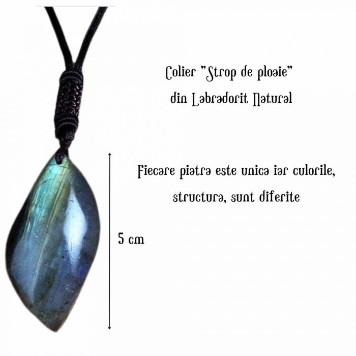 Colier cu Labradorit Natural 5 cm in Forma de "Strop de Ploaie" Piatra Intuitiei si Meditatiei [3]
