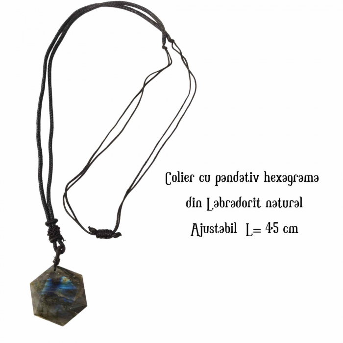 Colier Amuleta cu Hexagrama din Labradorit Natural - Dezvaluie-ti Puterile Magice [3]