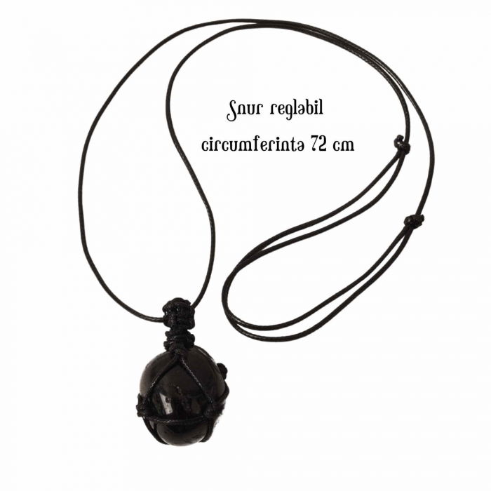 Colier cu sfoara cu Pandantiv impletit din Turmalina Neagra Rulata Naturala Bijuterie pentru protectie [3]