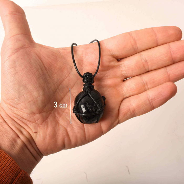 Colier cu sfoara cu Pandantiv impletit din Turmalina Neagra Rulata Naturala Bijuterie pentru protectie [5]