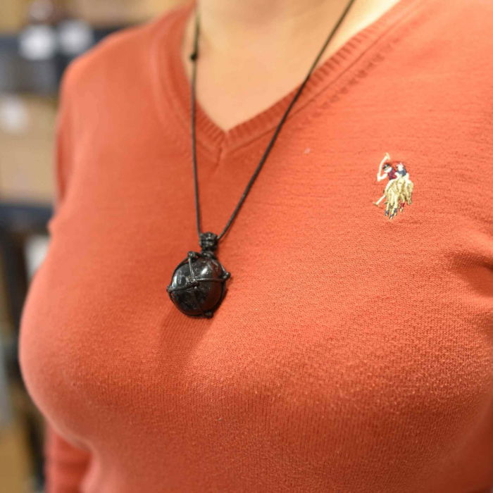 Colier cu sfoara cu Pandantiv impletit din Turmalina Neagra Rulata Naturala Bijuterie pentru protectie [2]