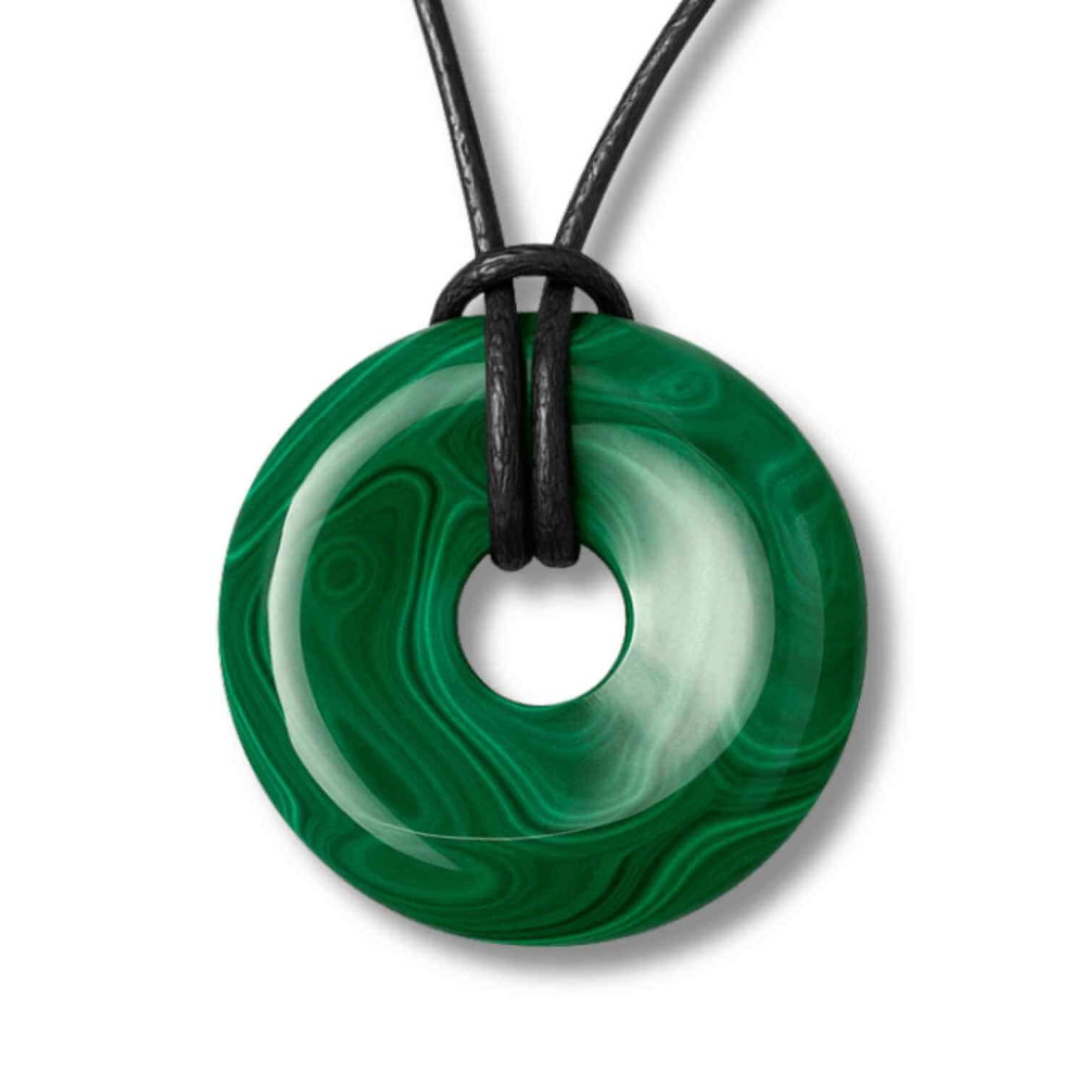 Colier Malachit Natural Pi pe Snur Reglabil – Transformare, Protectie si Echilibru Interior [1]