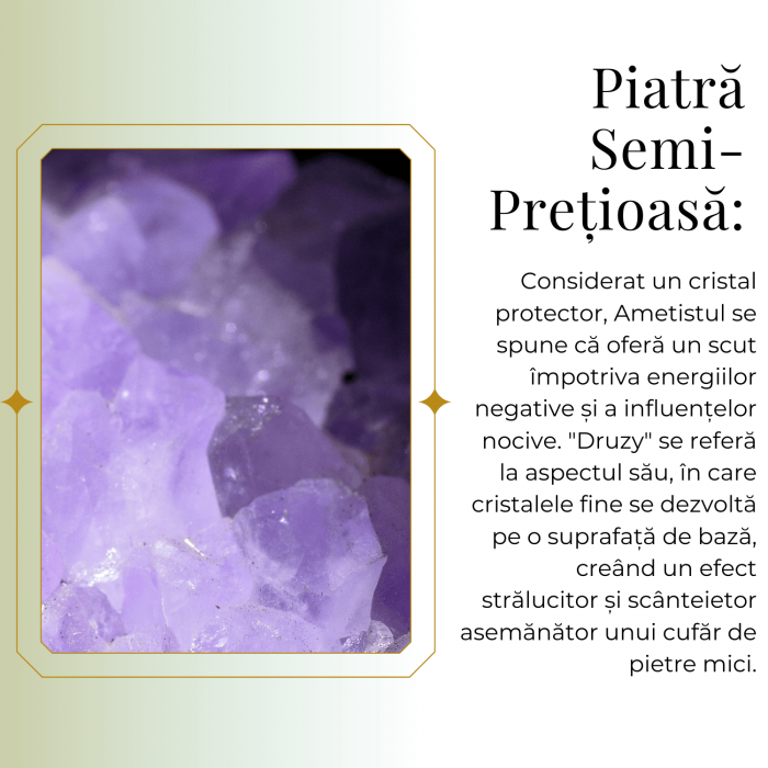 Colier argintiu cu ametist druzy - Claritate si Vindecare [8]