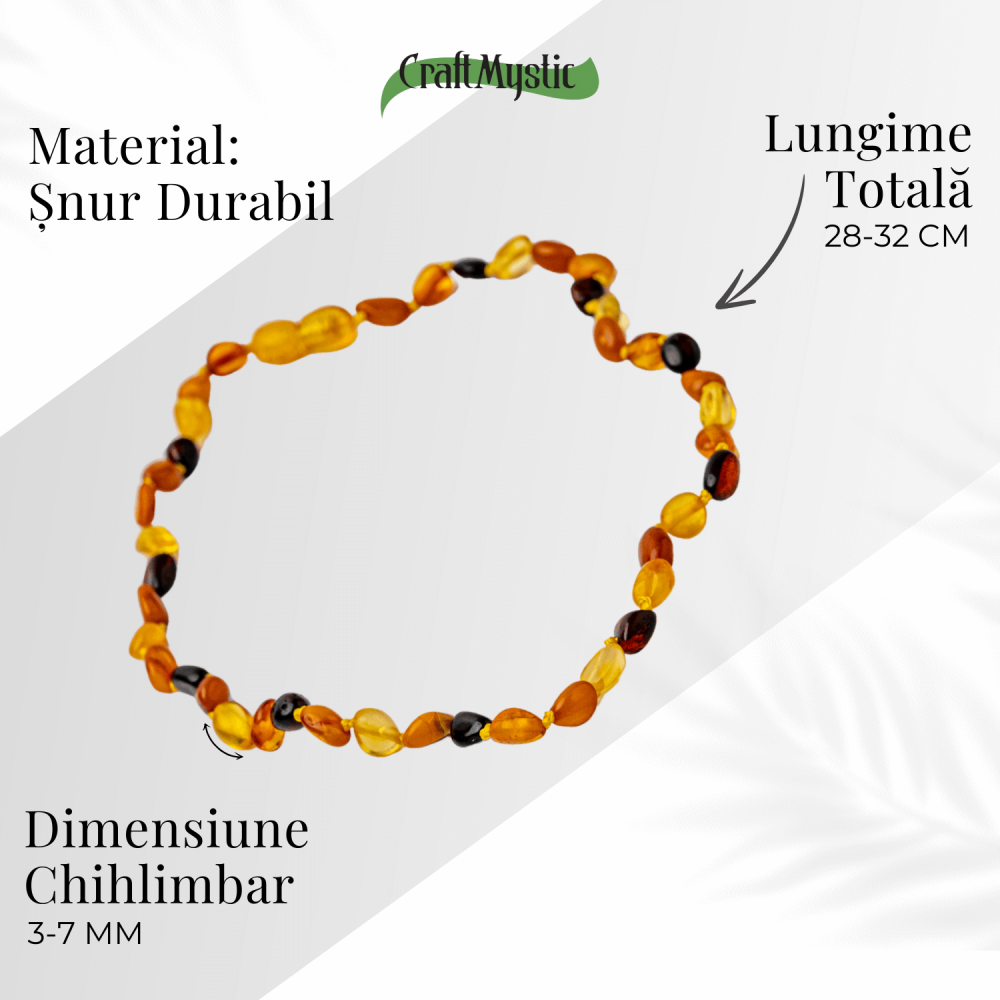 Colier Natural din Chihlimbar Multicolor – Galben si Maro Rosiatic pentru Protectie, Energie si Echilibru [5]