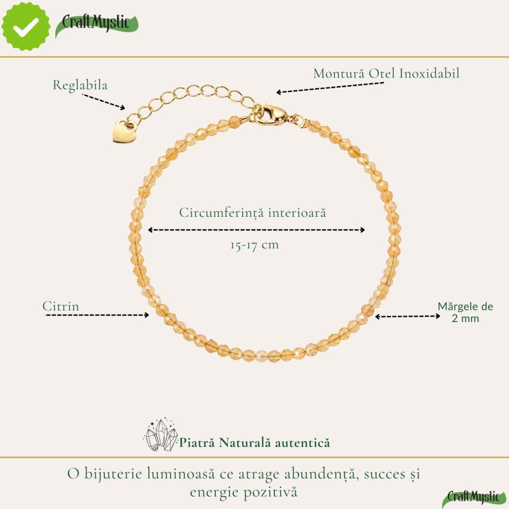 Bratara Fina cu Citrin Fatetat 2 mm – Prosperitate si Energie Pozitiva [4]