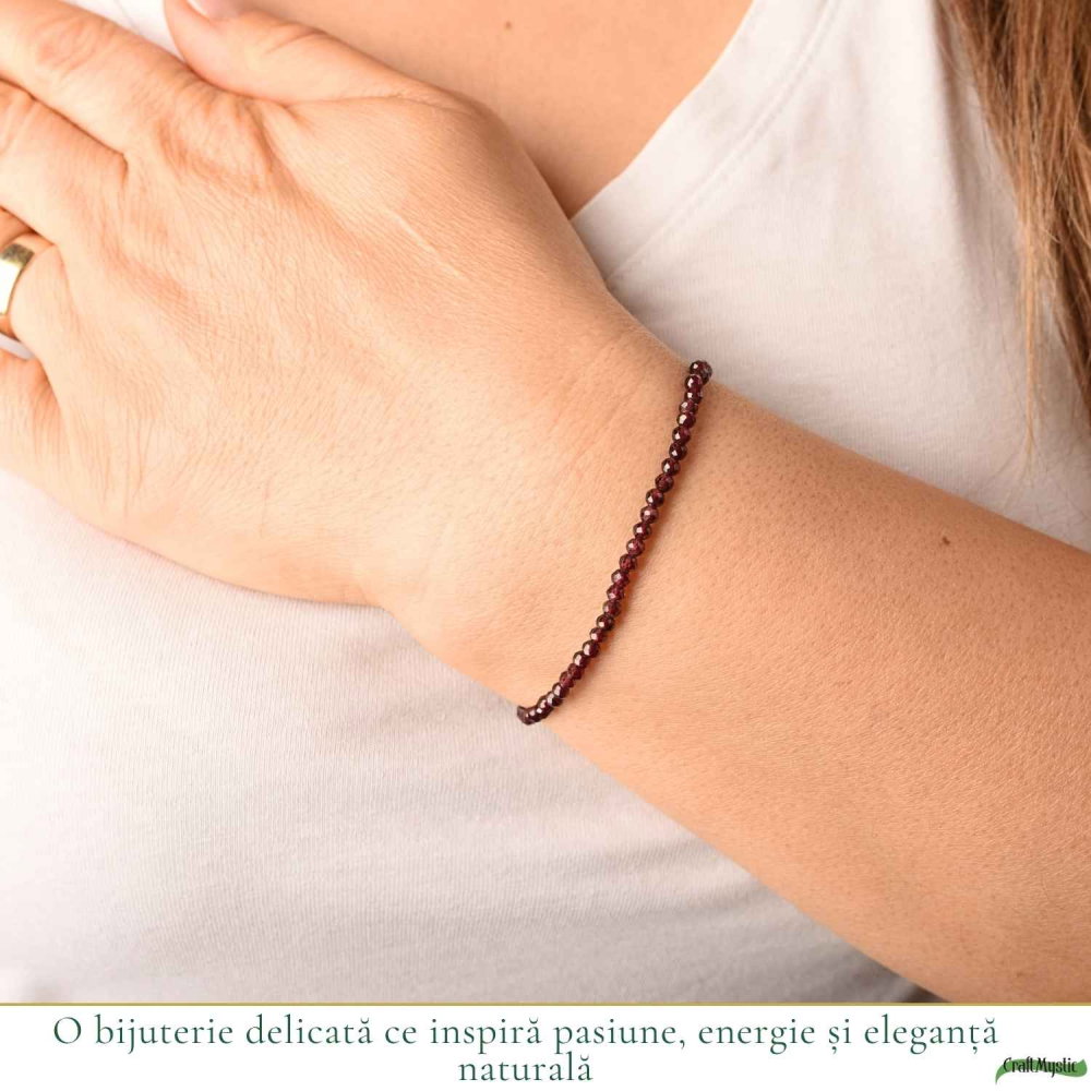 Bratara eleganta cu Granat Natural Fatetat 3 mm – Pasiune si Eleganta Naturala [2]