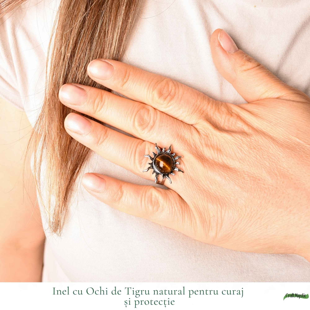 Inel cu Ochi de Tigru Natural in Forma de Soare – Curaj si Incredere in Sine [2]