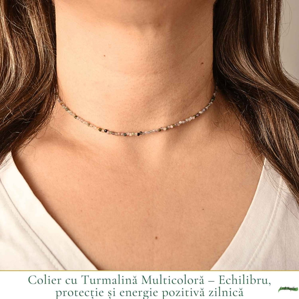 Colier Choker cu Turmalina Multicolora Fatetata 2 mm – Armonie si Eleganta Naturala [2]
