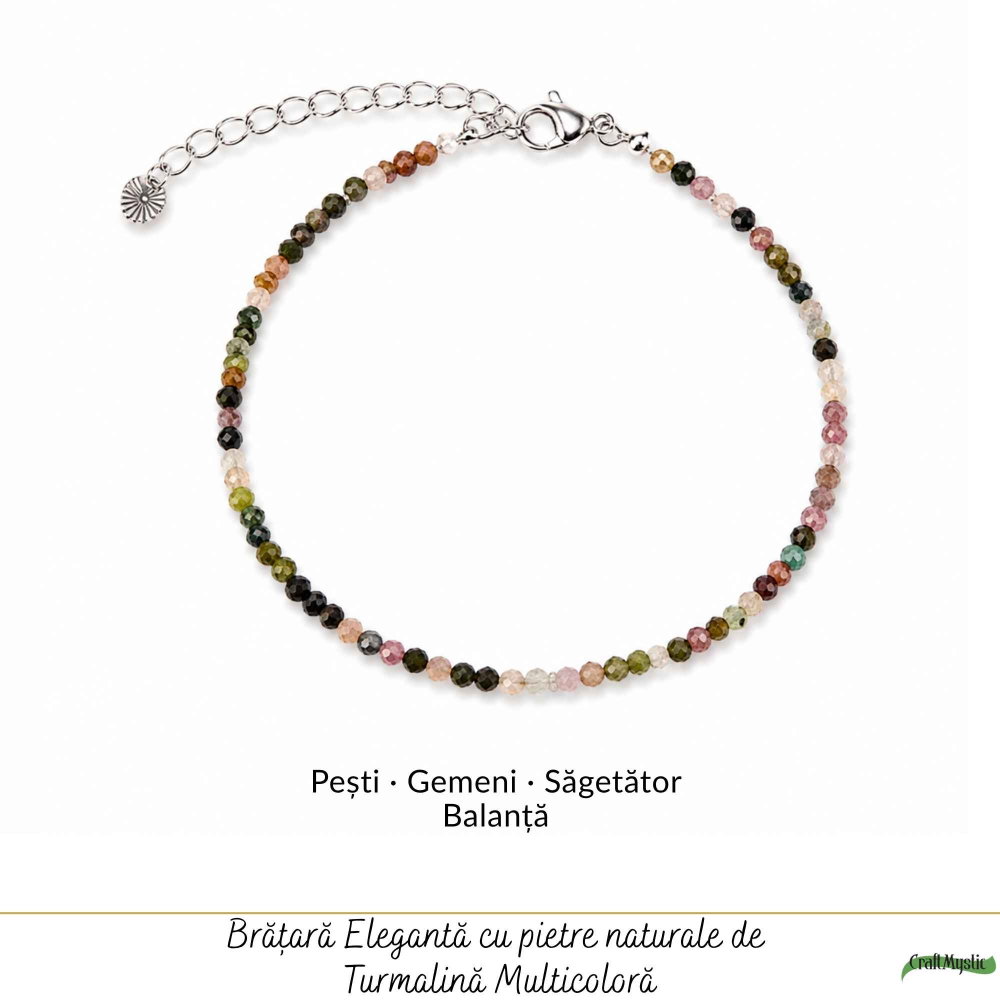 Bratara Fina cu Turmalina Multicolora Fatetata 2 mm – Echilibru si Energie Pozitiva [5]
