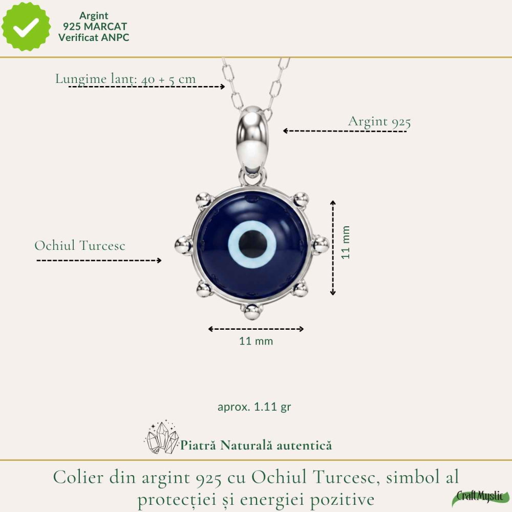 Colier Ochiul Turcesc din Argint 925 – Protectie Energetica si Noroc [4]