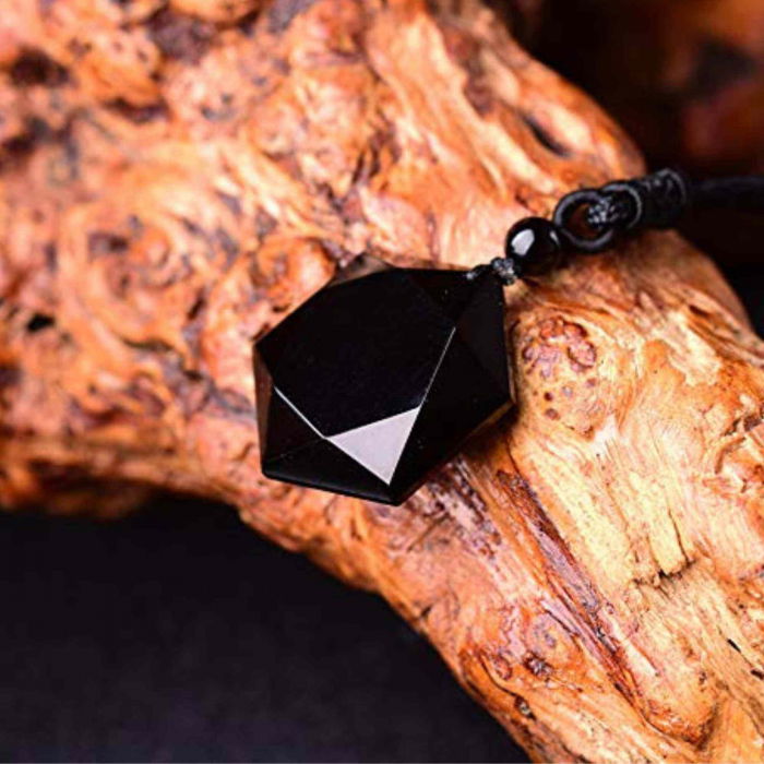 Colier hexagrama realizat din obsidian negru natural - Cristal care protejeaza de afectarea cu energii negative [6]