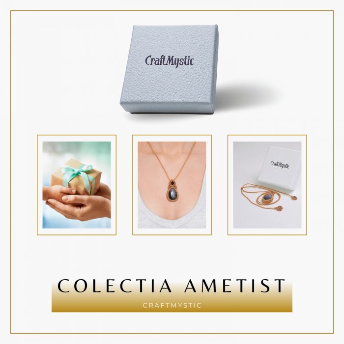 Colier Ajustabil Handmade cu Ametist "Strop de Ploaie" – Maro, Lungime Maxima 45 cm [9]