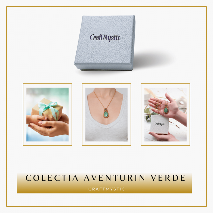 Colier Ajustabil Handmade cu Aventurin Verde "Strop de Ploaie" – Maro, Lungime Maxima 45 cm [7]