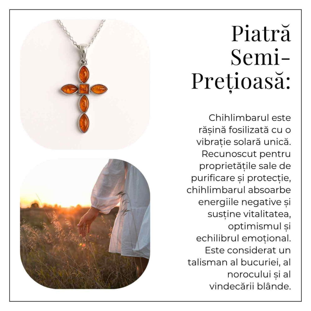 Colier cruciulita cu chihlimbar si montura argint 925 – Simbol sacru al puritatii si credintei [4]