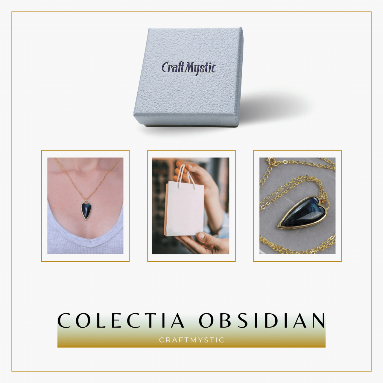 Colier Auriu Ajustabil cu Pandantiv Inima Labradorit Natural [8]