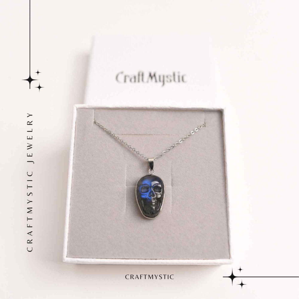 Colier ajustabil craniu labradorit natural, protectie si putere interioara [7]