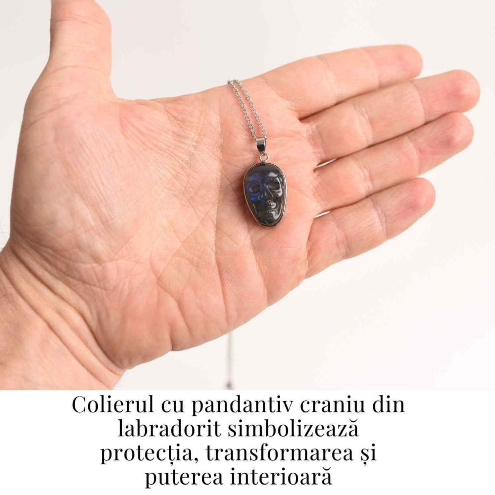 Colier ajustabil craniu labradorit natural, protectie si putere interioara [6]