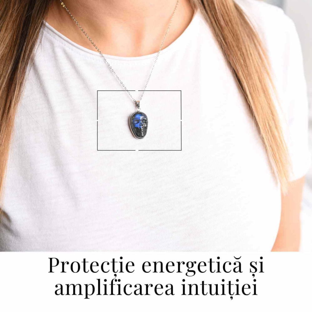 Colier ajustabil craniu labradorit natural, protectie si putere interioara [3]