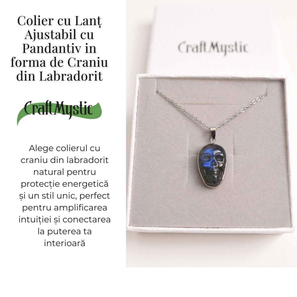 Colier ajustabil craniu labradorit natural, protectie si putere interioara [5]