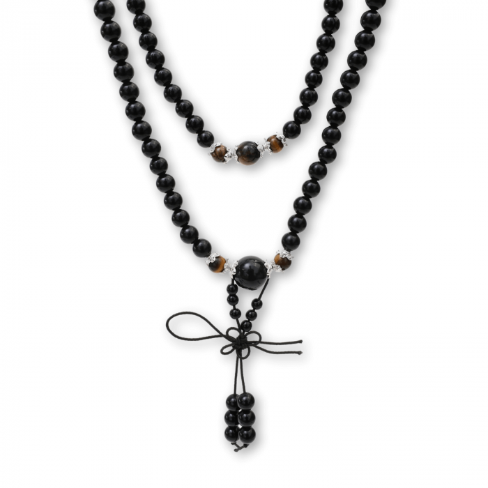 Colier Mala cu 108 Pietre din Obsidian și Ochi de Tigru [1]