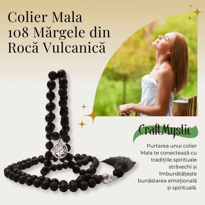 Colier Mala din Roca Vulcanica Naturala 8MM cu 108 margele [4]