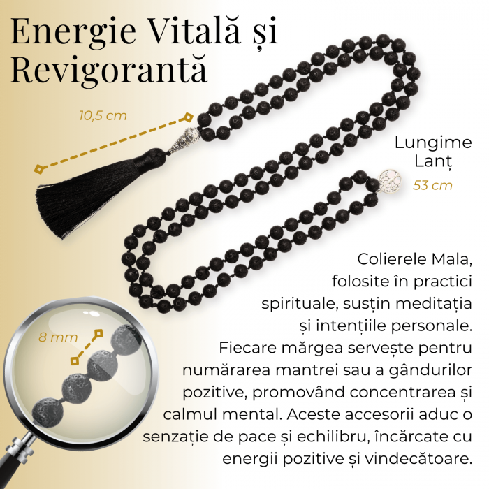 Colier Mala din Roca Vulcanica Naturala 8MM cu 108 margele [2]