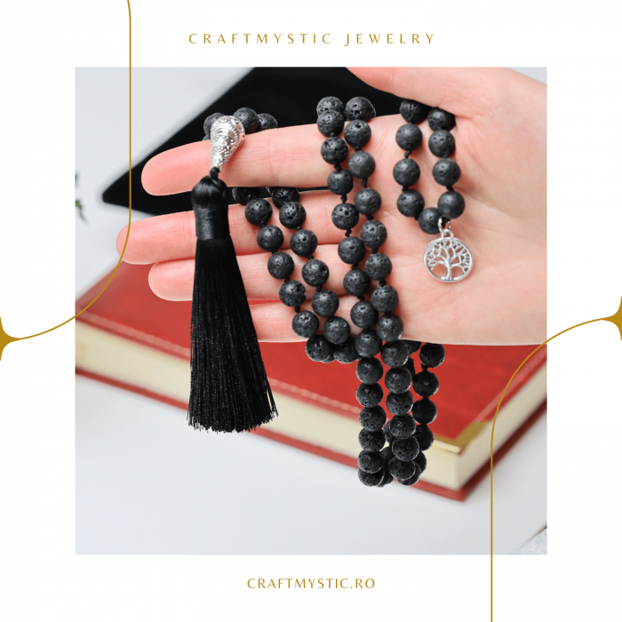 Colier Mala din Roca Vulcanica Naturala 8MM cu 108 margele [3]