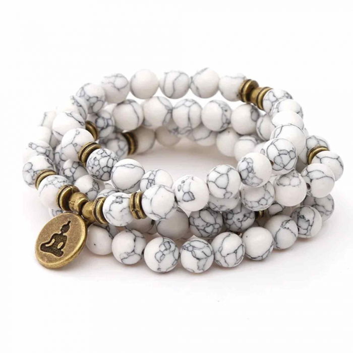 Colier-Bratara Mala din Turcoaz Alb cu 108 Margele - Eleganta si Spiritualitate intr-un Singur Accesoriu [5]