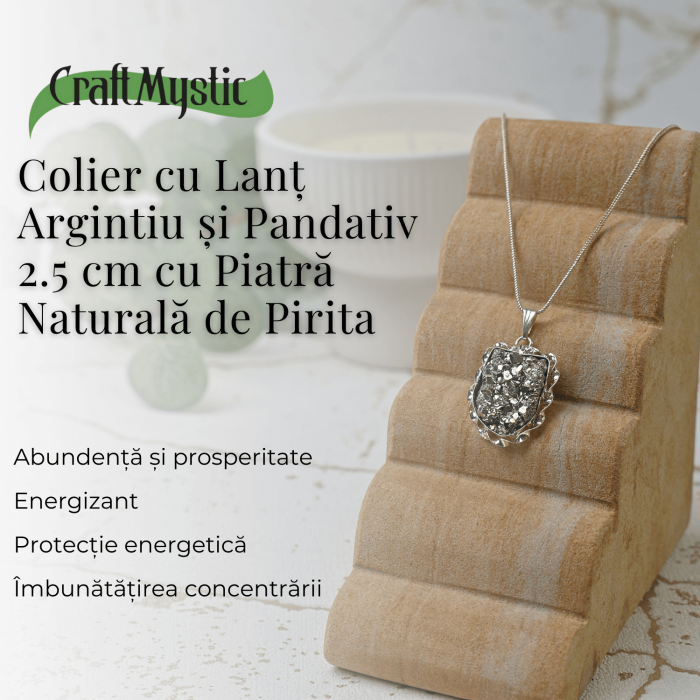 Colier Elegant cu Piatra Naturala de Pirita - Protector al Bunastarii si Prosperitatii [4]