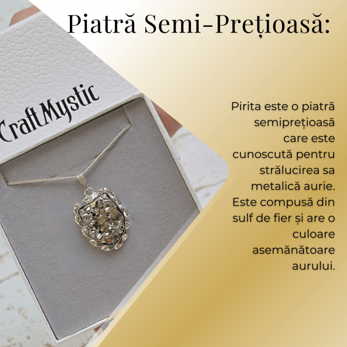 Colier Elegant cu Piatra Naturala de Pirita - Protector al Bunastarii si Prosperitatii [5]