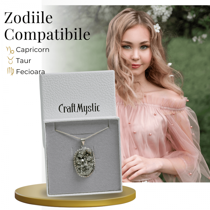 Colier Rafinat cu Piatra Naturala de Pirita 3-4 cm - Imbogateste-ti Viata cu Puterea Piritei [3]