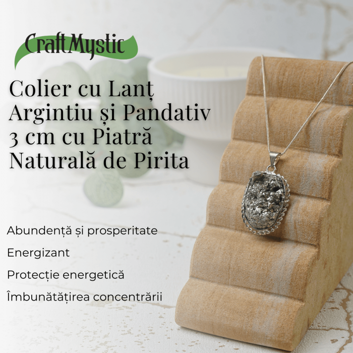 Colier Rafinat cu Piatra Naturala de Pirita 3-4 cm - Imbogateste-ti Viata cu Puterea Piritei [4]