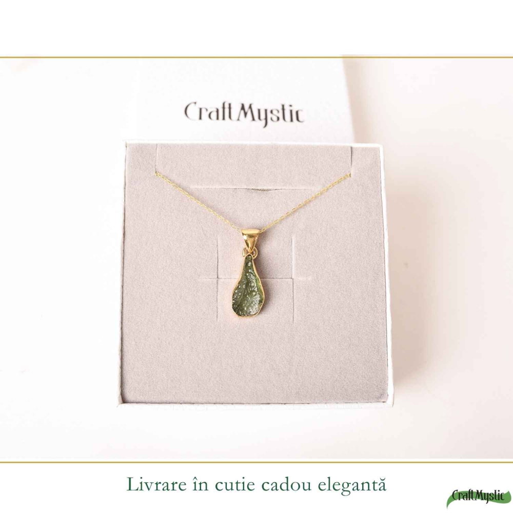 Colier Premium cu Moldavit si Argint 925 placat cu Aur 18K – Claritate, Intuitie si Echilibru [6]