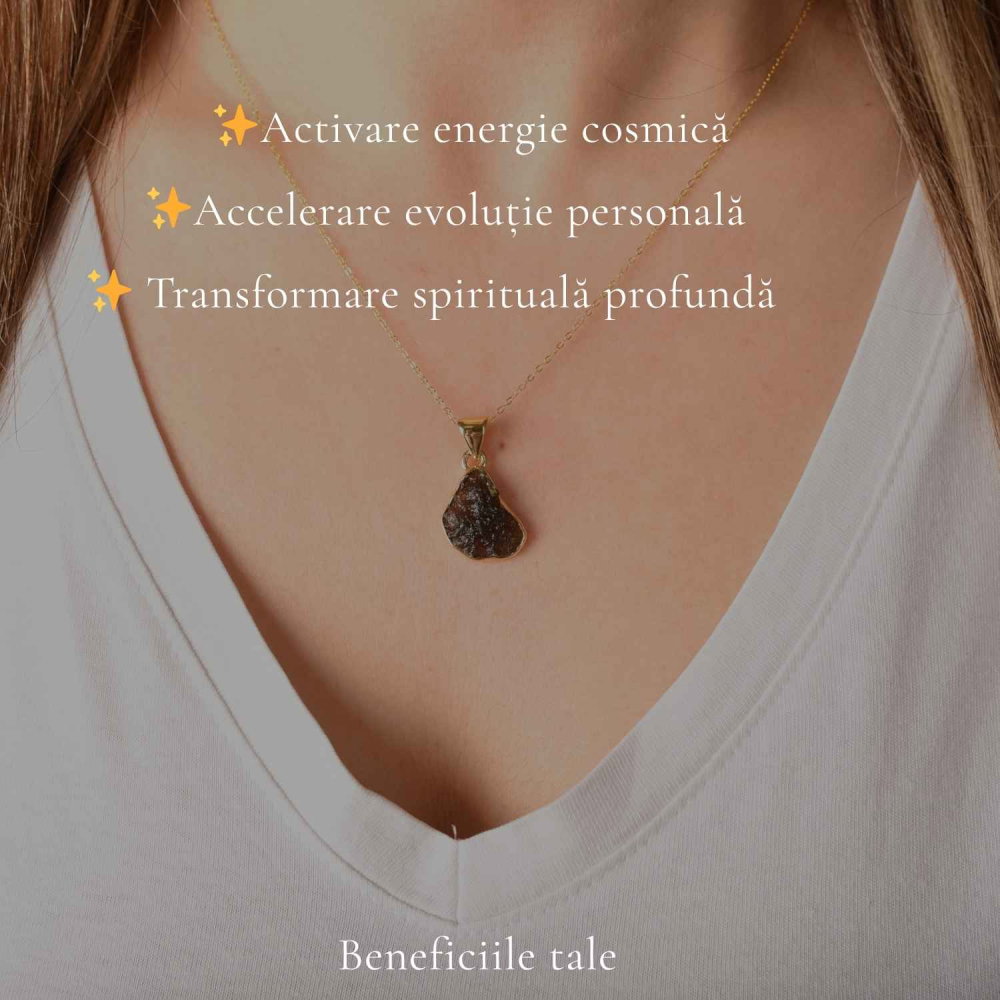 Colier Delicat cu Moldavit Natural si Argint Placat cu Aur 18k – Energie si Stil [3]