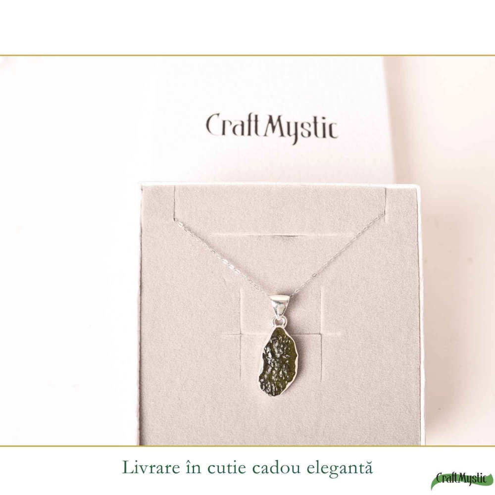 Colier Moldavit Brut Neuniform Argint 925 – Energie si Claritate Interioara [6]