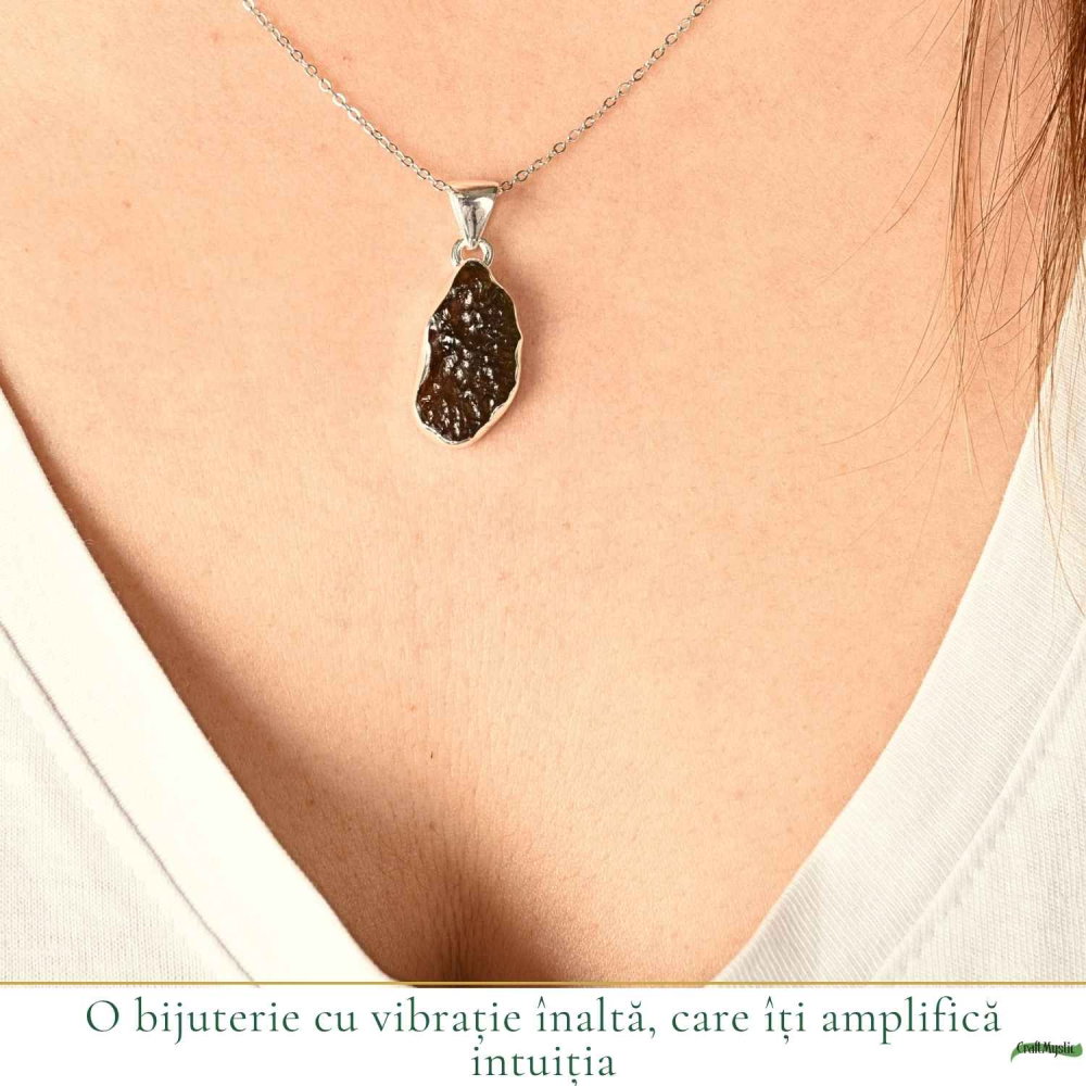 Colier Moldavit Brut Neuniform Argint 925 – Energie si Claritate Interioara [2]