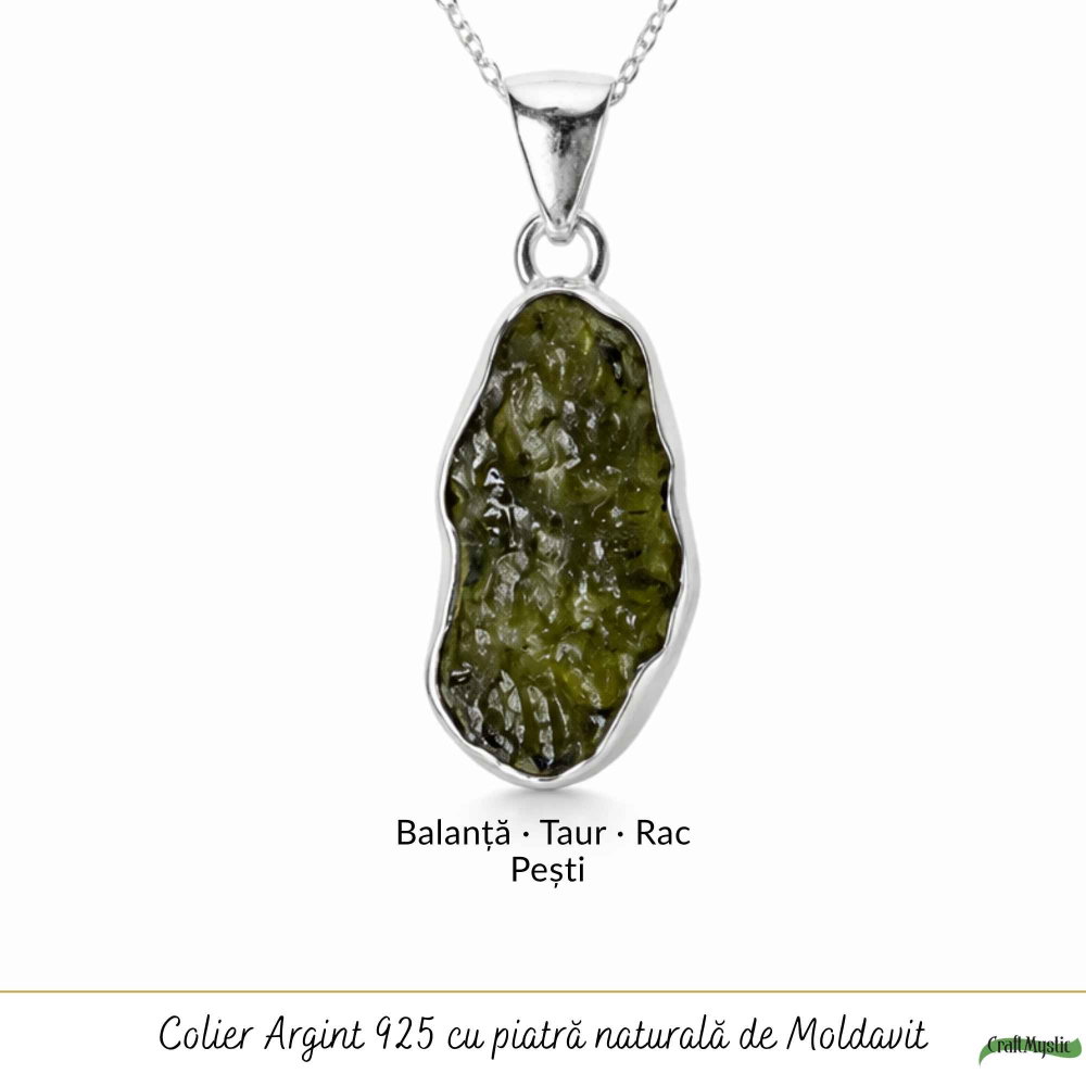 Colier Moldavit Brut Neuniform Argint 925 – Energie si Claritate Interioara [5]