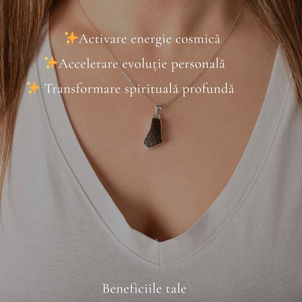 Colier argint 925 cu moldavit brut neuniform – energie si transformare autentica [3]