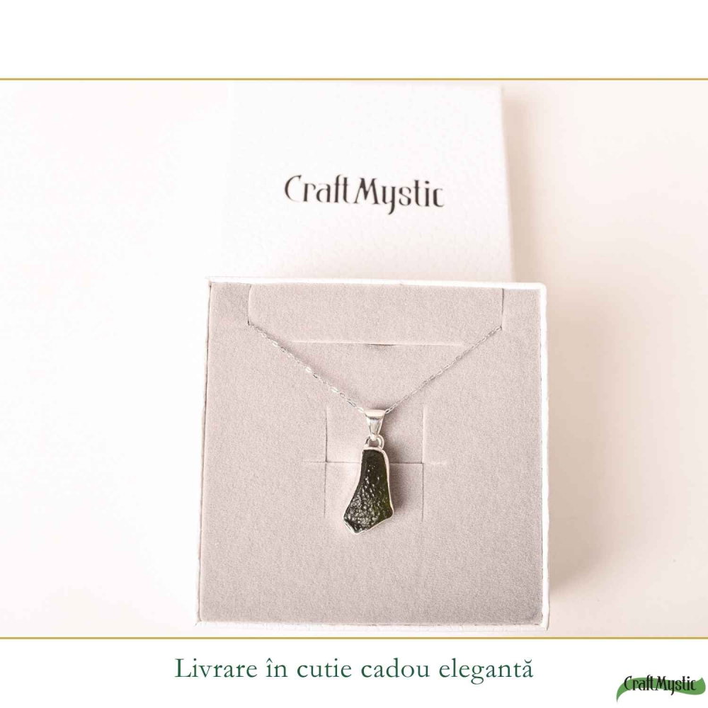 Colier argint 925 cu moldavit brut neuniform – energie si transformare autentica [6]