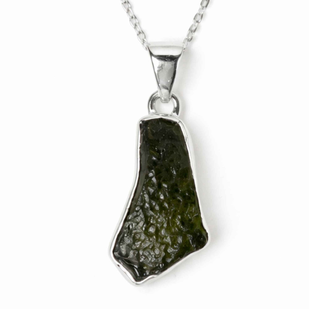 Colier argint 925 cu moldavit brut neuniform – energie si transformare autentica [1]